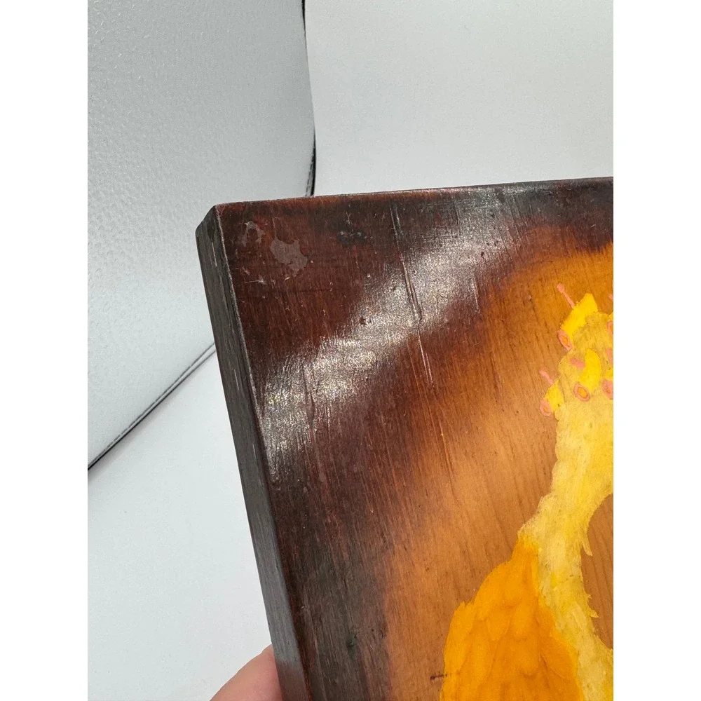 Vtg 1975 Hand Painted Wood Plaque Whimsical Bird I Ate The Whole Thing